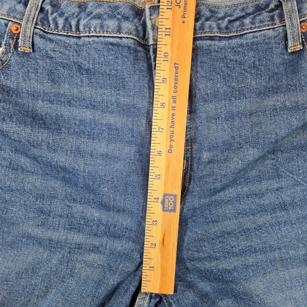 Old Navy Womens 22 Blue Distressed O.G. Straight High Rise Raw Hem Jeans - Picture 4 of 11